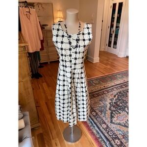 Sas La Fee Black White Geometric Circle Print Cotton Blend Dress Size 44